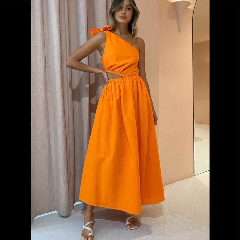 Coca & Lola Nicola Gabriella One Shoulder Midi Dress in Sunkissed